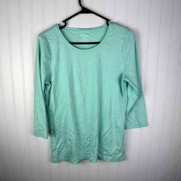 L.L. Bean Women's Aqua 3/4‎ Sleeve top size Medium - Picture 1 of 3